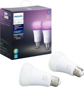An image of a pair of Philip Hue Premium Smart Light Bulbs.